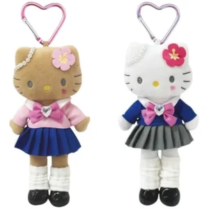 Porte-clés en peluche Hello Kitty à longues jambes – style uniforme scolaire