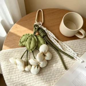 Porte-clés en tissu fait main motif fleurs pour sacs et accessoires