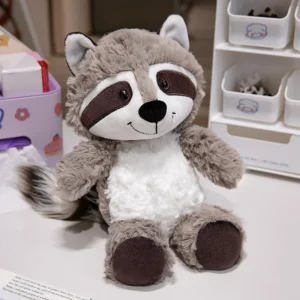 Peluche raton laveur gris 25 cm