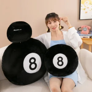 Coussin en peluche boule de billard 8, décoration intérieure